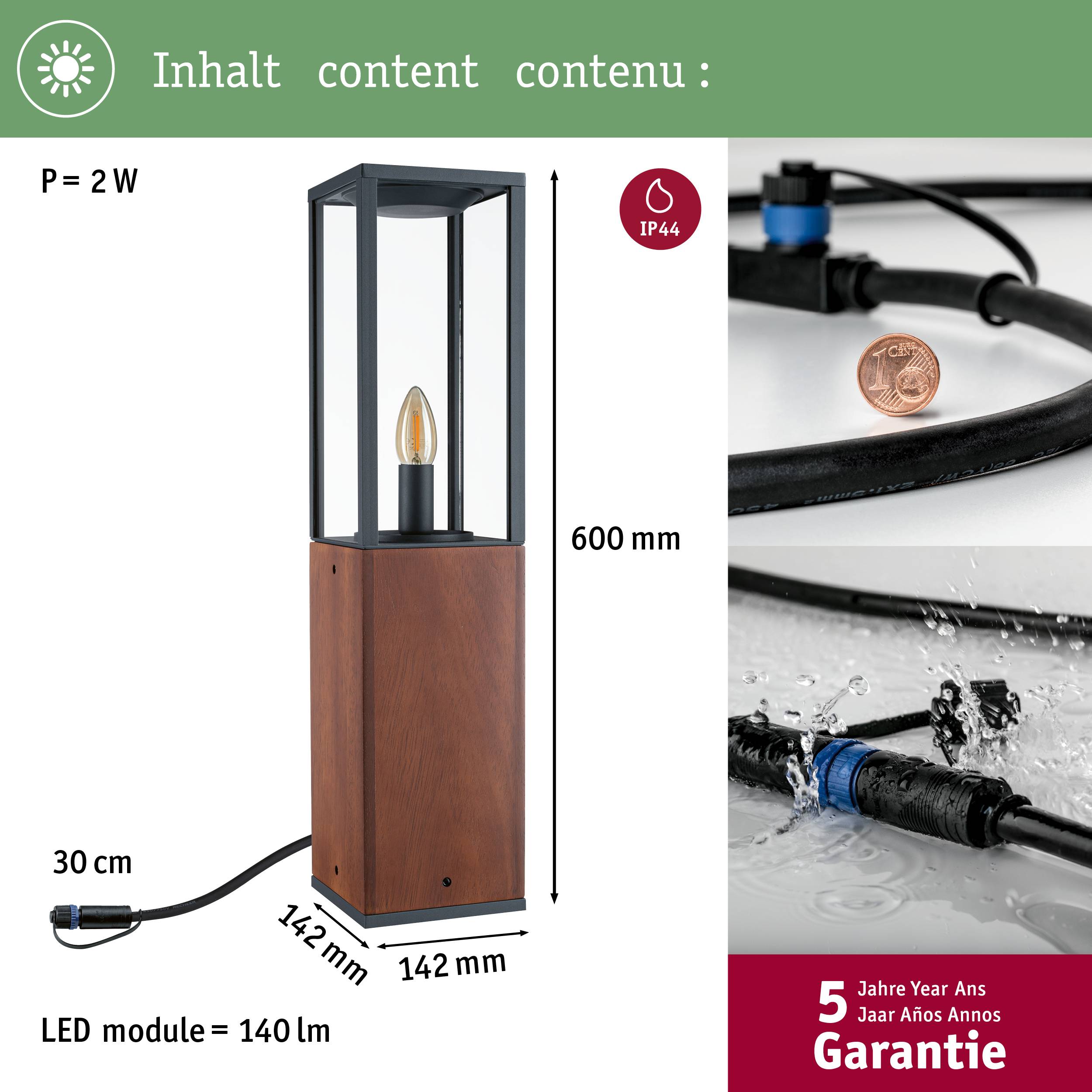 Paulmann Lichtobjekt Venea 94674 Osvětlovací systém Plug&Shine LED zahradní reflektor LED 2 W teplá bílá dřevo-8