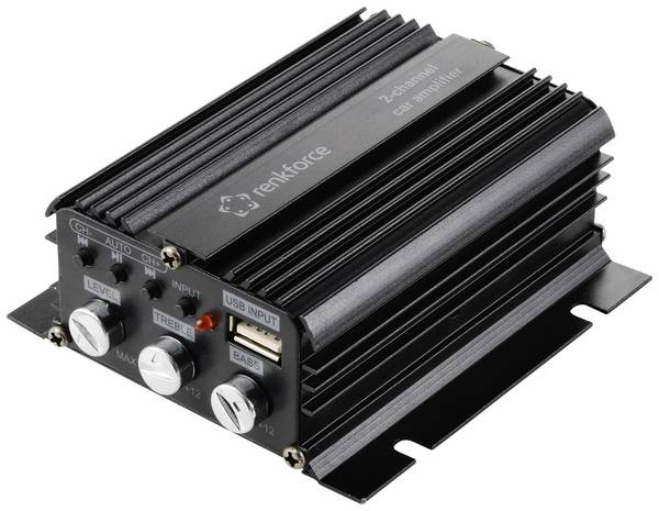 Renkforce  RF-CMP-202  2kanálový koncový stupeň  100 W  Přehrávání zvuku přes Bluetooth®/USB, Regulace hlasitosti/basů/výšek