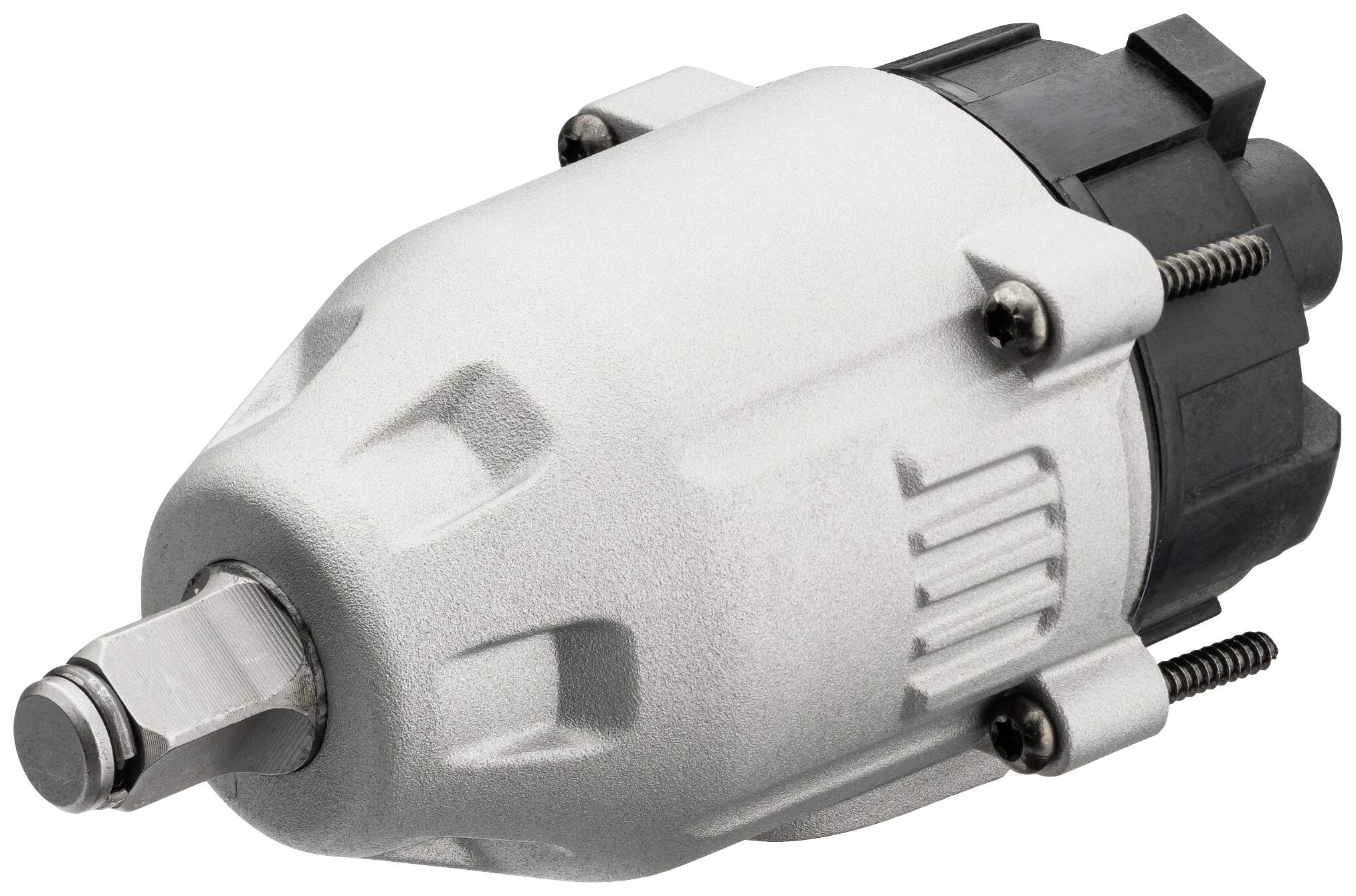 Stříbrný, kompaktní pneumatický rázový utahovák vhodný pro mechanické práce a údržbářské úkoly.