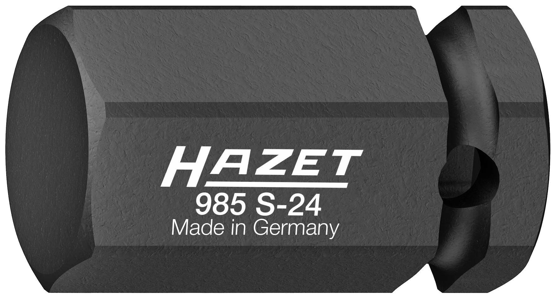 Černý bit šroubováku Hazet, model 985 S-24, s nápisem „Vyrobeno v Německu".