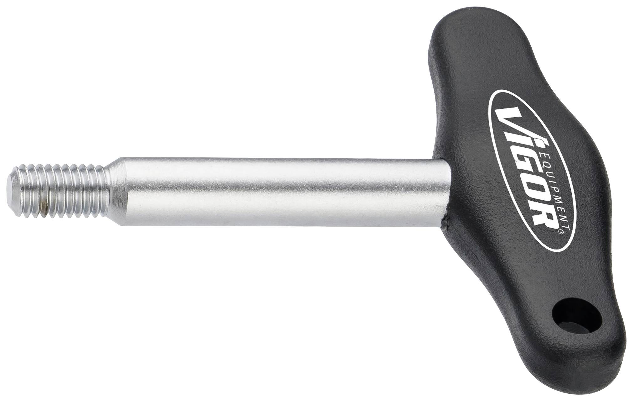 T-šroubovák s černou rukojetí a stříbrným dříkem. Značka 'Vigor' na rukojeti.