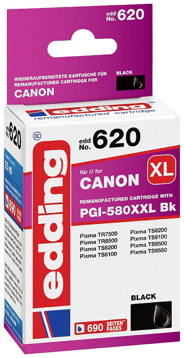 Edding Ink náhradní Canon PGI-580BK XXL kompatibilní  černá EDD-620 18-620
