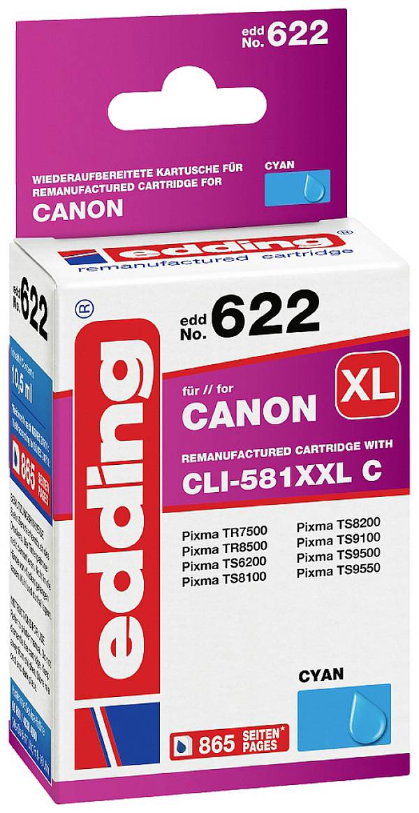 Edding Ink náhradní Canon CLI-581C XXL kompatibilní  azurová EDD-622 18-622