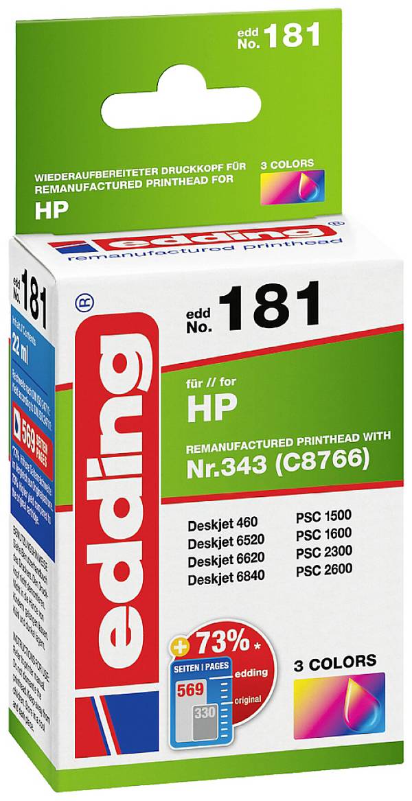 Edding Ink náhradní HP 343, C8766EE kompatibilní  barva EDD-181 18-181