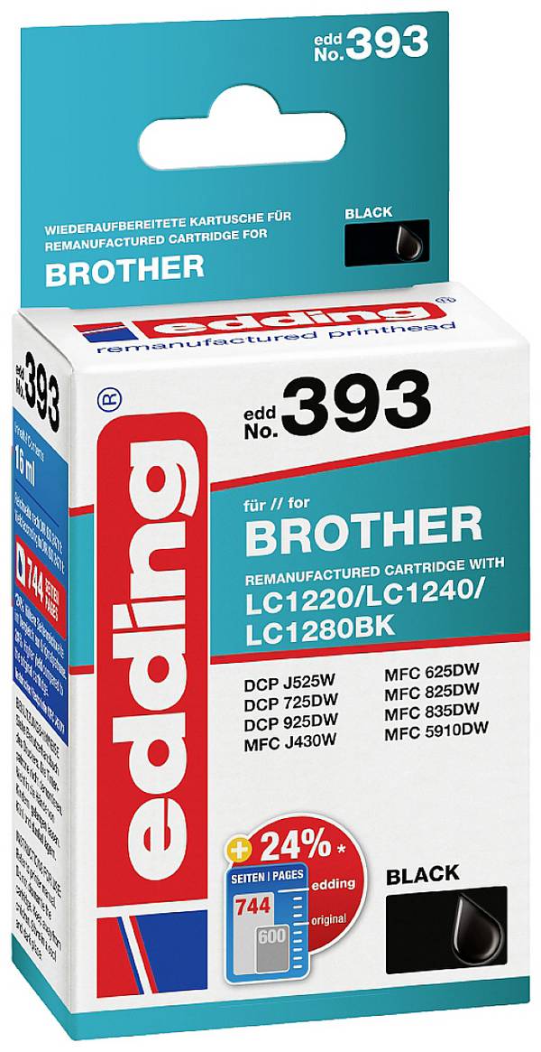 Edding Ink náhradní Brother LC-1240BK kompatibilní  černá EDD-393 18-393