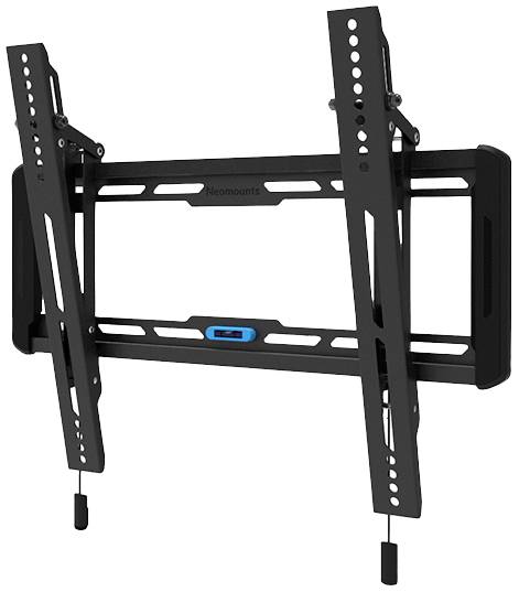 Nástěnný držák pro ploché televizory s naklápěcí funkcí, černý design, vhodný pro různé velikosti obrazovek.
