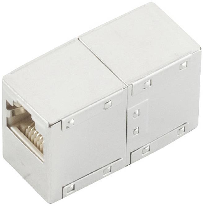 Kovová RJ45 spojka pro propojení síťových kabelů.