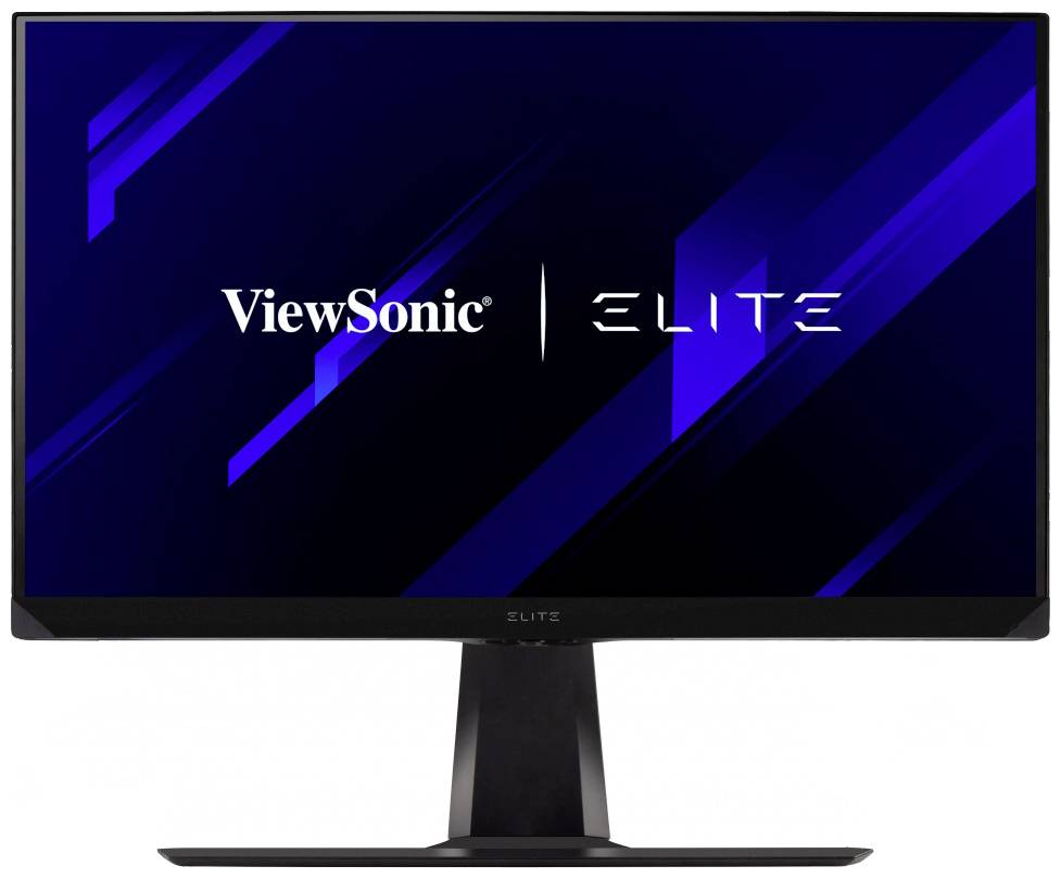Plochý počítačový monitor značky ViewSonic ELITE s černým rámečkem a modrou grafickou indikací na obrazovce.