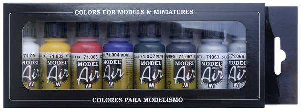Vallejo 71174 tónovací barva pro modelovou železnici bílá, žlutá, červená, modrá, olivově zelená, černá, stříbrná (metalíza), zlatá (metalíza)  1 ks