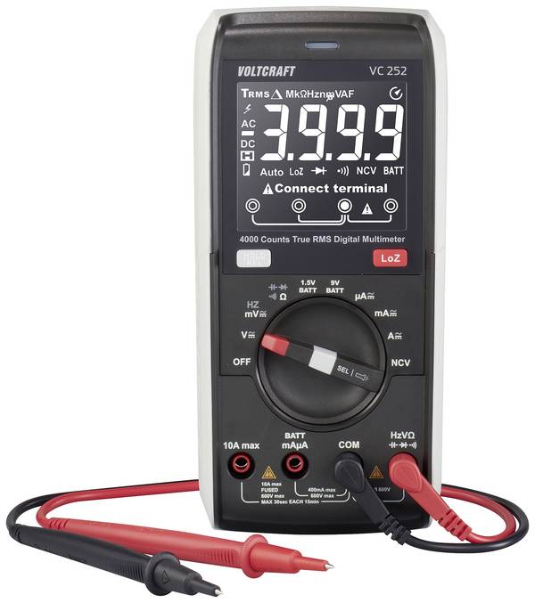 VOLTCRAFT VC252 multimetr  digitální True RMS LoZ CAT III 600 V Displej (counts): 4000