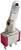 Přepínač s stříbrnou pákou a červeným pouzdrem, zobrazující technické detaily a určený k ovládání elektronických zařízení.
