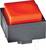Červený čtvercový knoflík s černým pouzdrem, vhodný pro elektronická zařízení nebo ovládací panely.