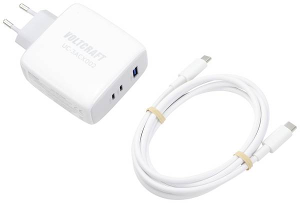 VOLTCRAFT UC-3ACX002 USB nabíječka, GaN, 1x USB A , 2x USB-C®, 100 W, bílá