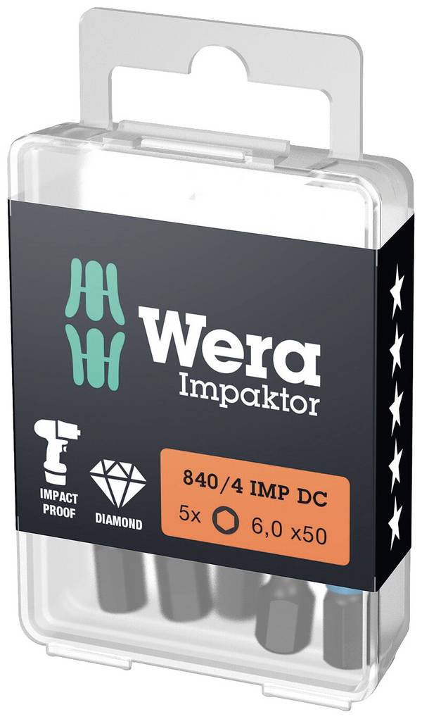 <br>  Wera<br>  05057644001<br>  <br>  bit inbus<br>  Pohon (šroubovák): 1/4" (6,3 mm)<br>  Typ zakončení: inbus<br>  4<br>  50 mm<br>