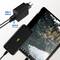 USB-C napájecí adaptér a smartphone s nabíjecím symbolem. Text: 'USB-C PD3.0' a 'QC3.0 Rychlé nabíjení'. Černý tablet v pozadí.