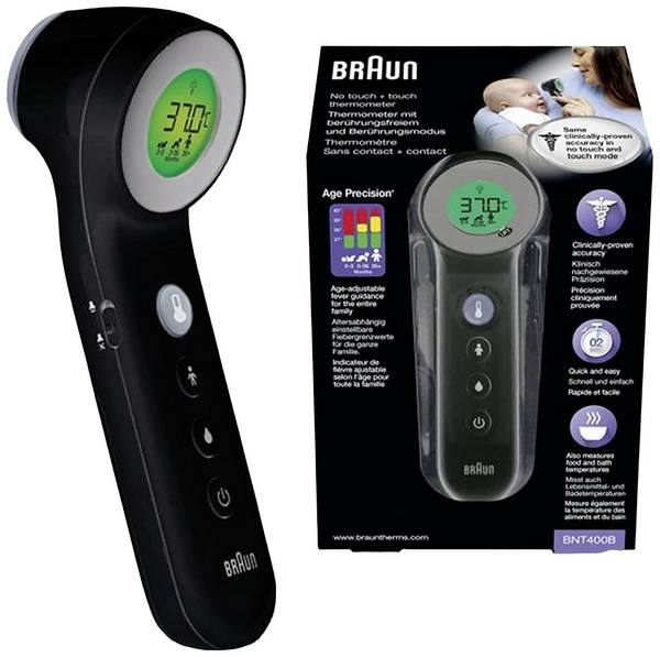 Braun No touch + touch schwarz lékařský teploměr bezdotykové měření