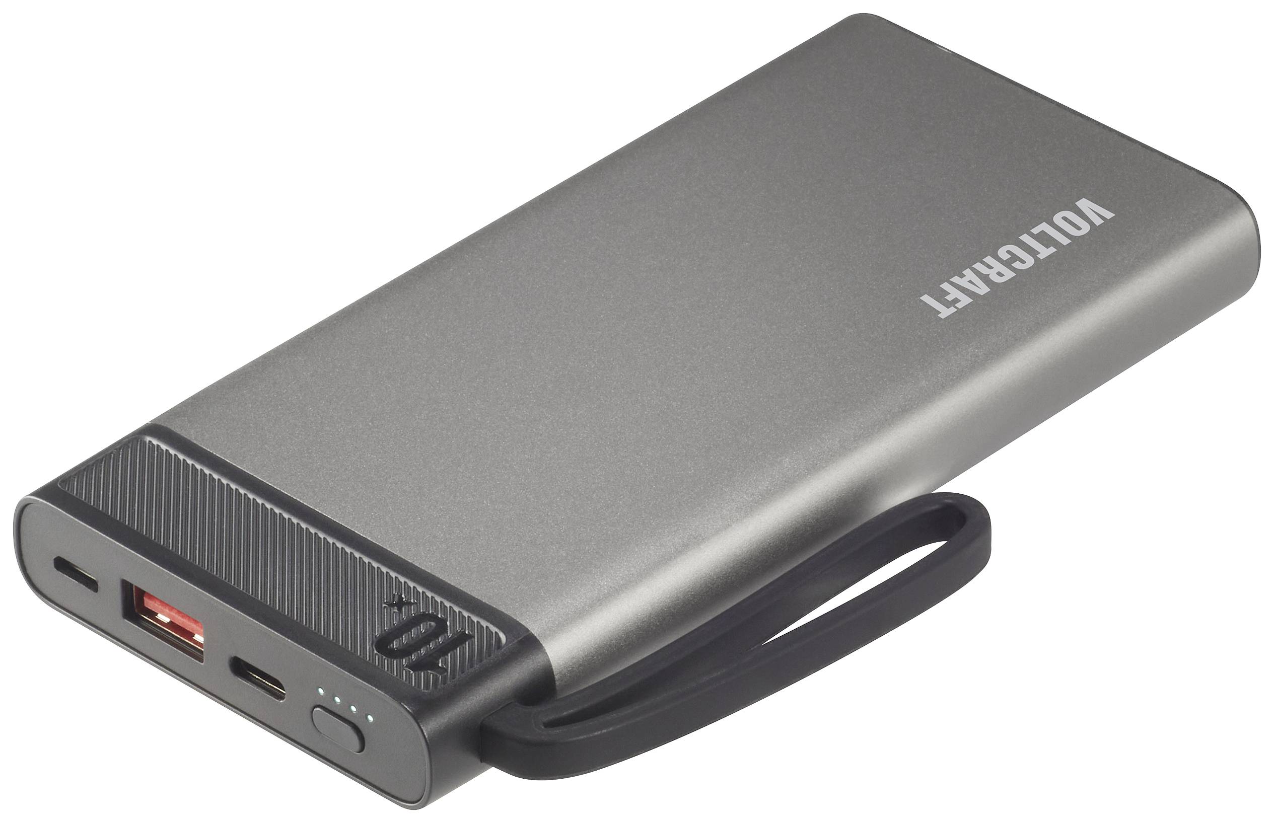 VOLTCRAFT PB-10-PD3.0 powerbanka 10000 mAh Power Delivery 3.0 Li-Pol  šedočerná Indikátor stavu