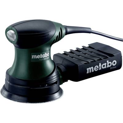 Metabo ruční přímá síť vibračný bruska s pytlem na prach, zobrazená na bílém pozadí