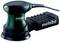 Elektrická excentrická bruska Metabo, model FSX 200 Intec, v zelené a černé barvě, připravena k použití.