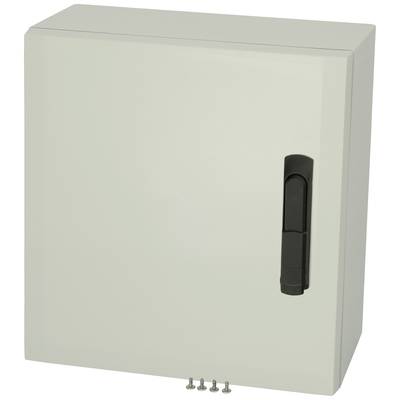 Šedý kovový box s černou rukojetí připevněnou na horní straně.