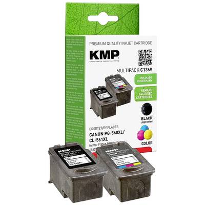KMP Ink náhradní Canon PG-560 XL, CL-561 XL kompatibilní kombinované balení černá, azurová, purpurová, žlutá C136V 1581,
