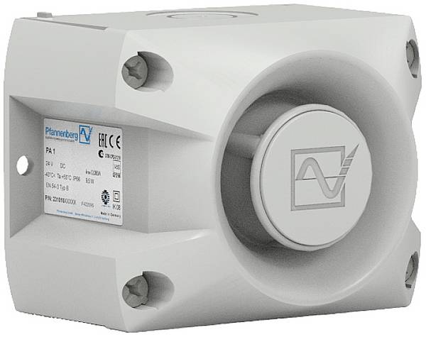Pfannenberg akustický zdroj  23310630101 PA 1 10-57DC M12 7035  kolísavý tón, jednotónová siréna, stálý tón, vícetónová siréna, pulzní tón 24 V/DC 105 dB