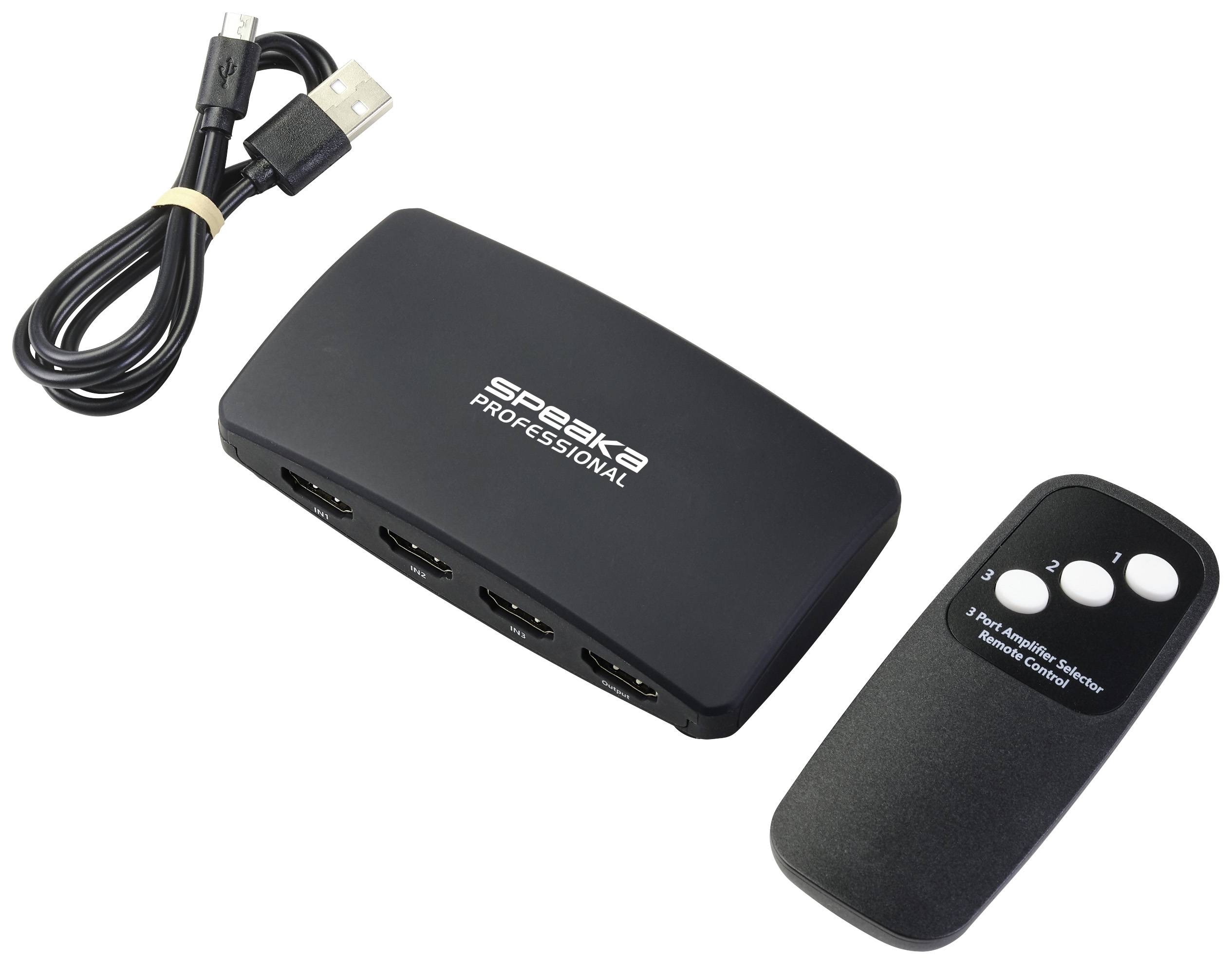 SpeaKa Professional SP-HDS-200 3 porty HDMI přepínač s dálkovým ovládáním UHD 8K @ 60 Hz, UHD 4K @ 120 Hz-3