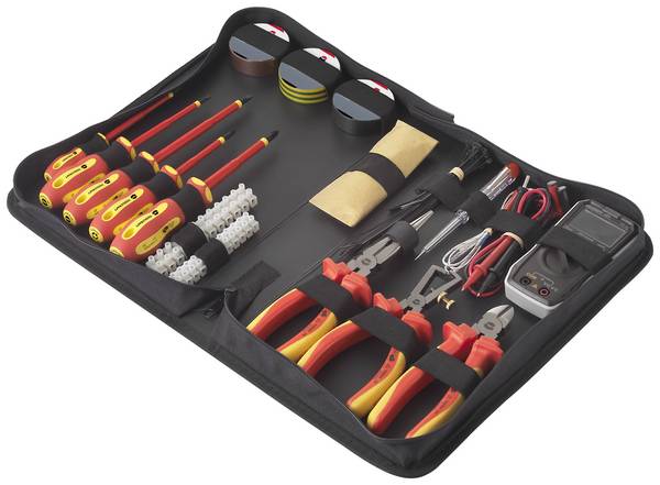 <br>  TOOLCRAFT<br>  <br>  TO-7762929<br>  elektrikář, pro údržbáře<br>  sada nářadí<br>  v tašce<br>  50dílná S digitálním multimetrem VOLTCRAFT VOLTCRAFT VC-22