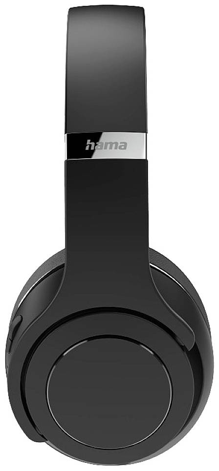 Černá over-ear sluchátka s hladkým designem a výrazným stříbrným logem na oblouku.