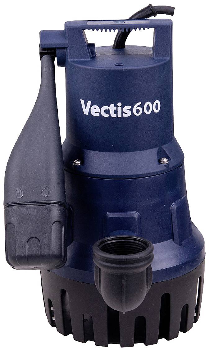 Modrá vodní pumpa s nápisem 'Vectis600' na přední straně, vhodná pro použití v domácích nebo zahradních projektech.