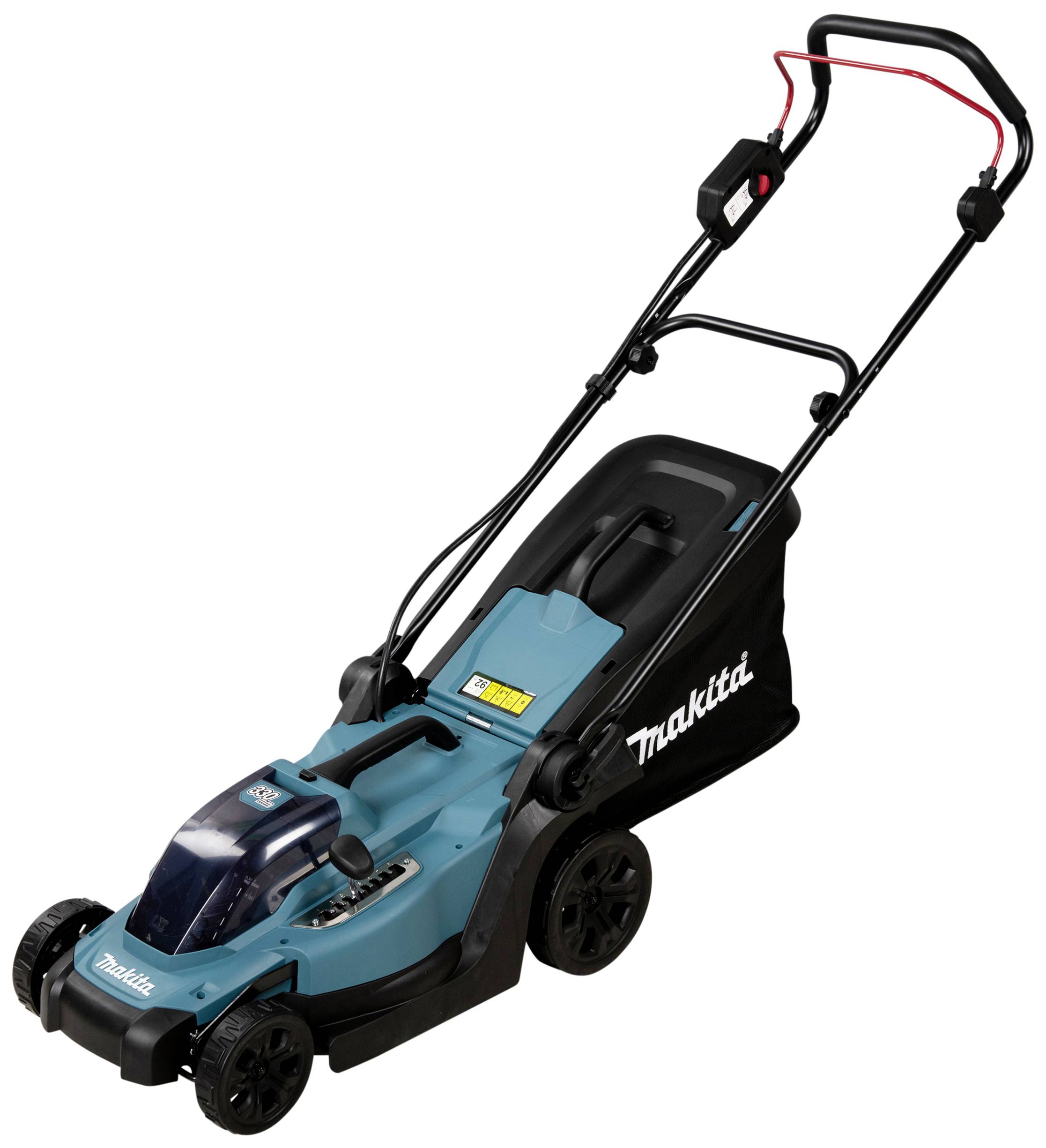 Sekačka v modré barvě na akumulátor s ergonomickou rukojetí; ideální pro malé až středně velké zahrady.