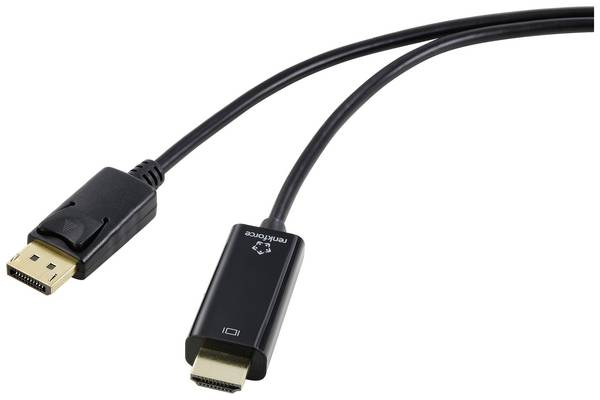 Renkforce DisplayPort / HDMI kabelový adaptér Konektor DisplayPort, Zástrčka HDMI-A 5.00 m černá RF-5179192 Kabel DisplayPort