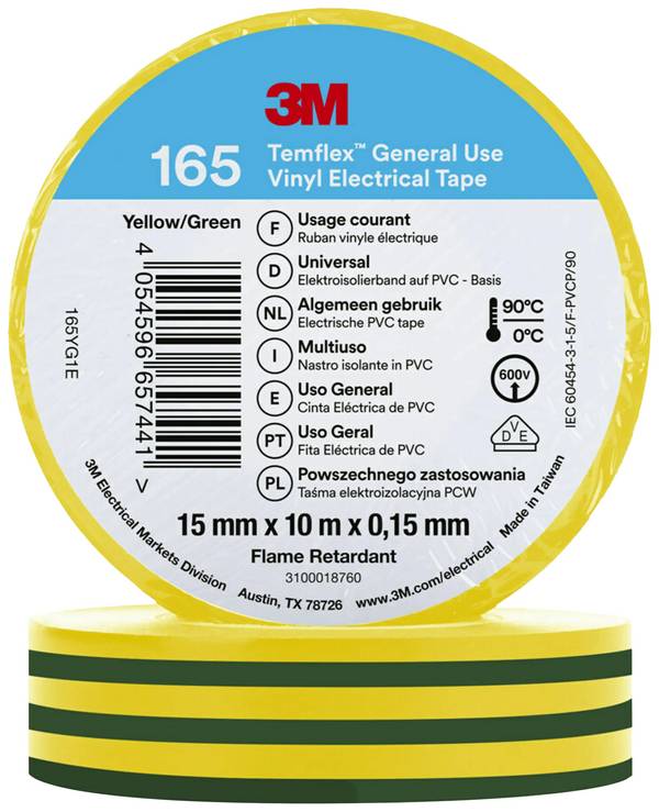 3M Temflex™ 165 165YG1E izolační páska Temflex™ 165 žlutá (d x š) 10 m x 15 mm 1 ks