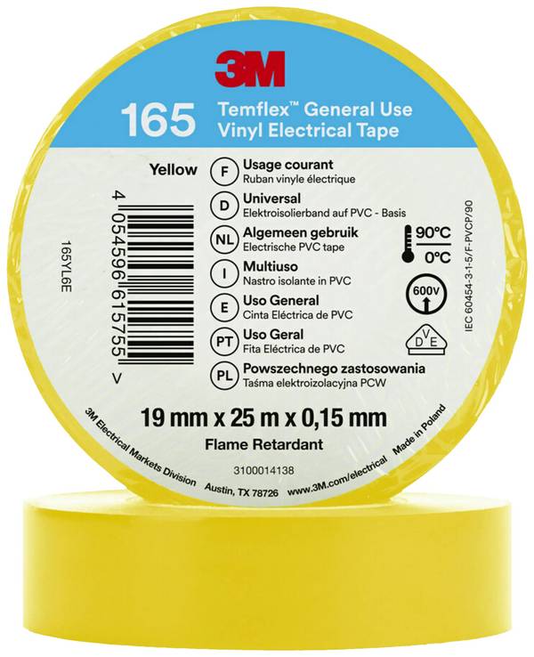 3M Temflex™ 165 165YL6E izolační páska Temflex™ 165 žlutá (d x š) 25 m x 19 mm 1 ks