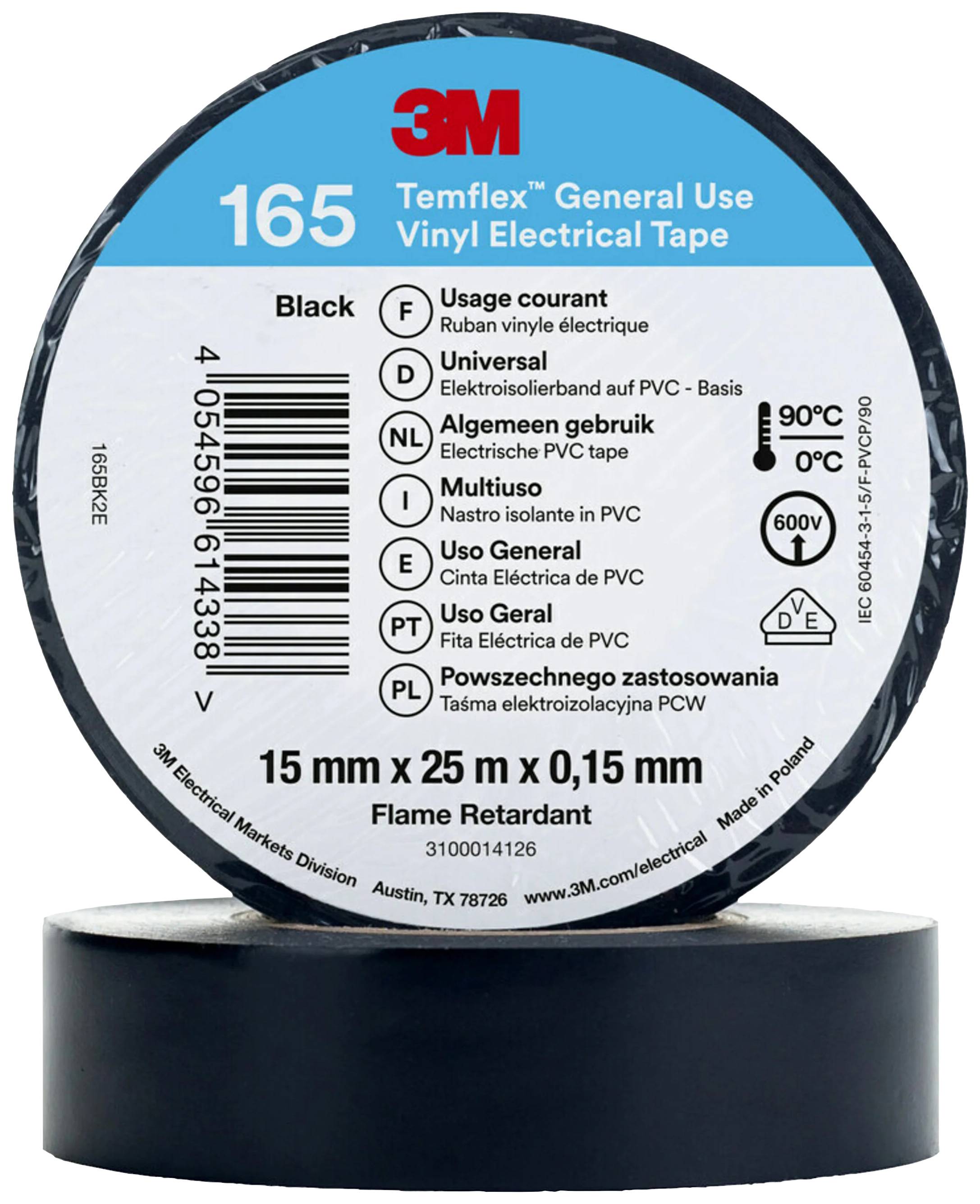 3M Temflex™ 165 165BK2E izolační páska Temflex™ 165 černá (d x š) 25 m x 15 mm 1 ks