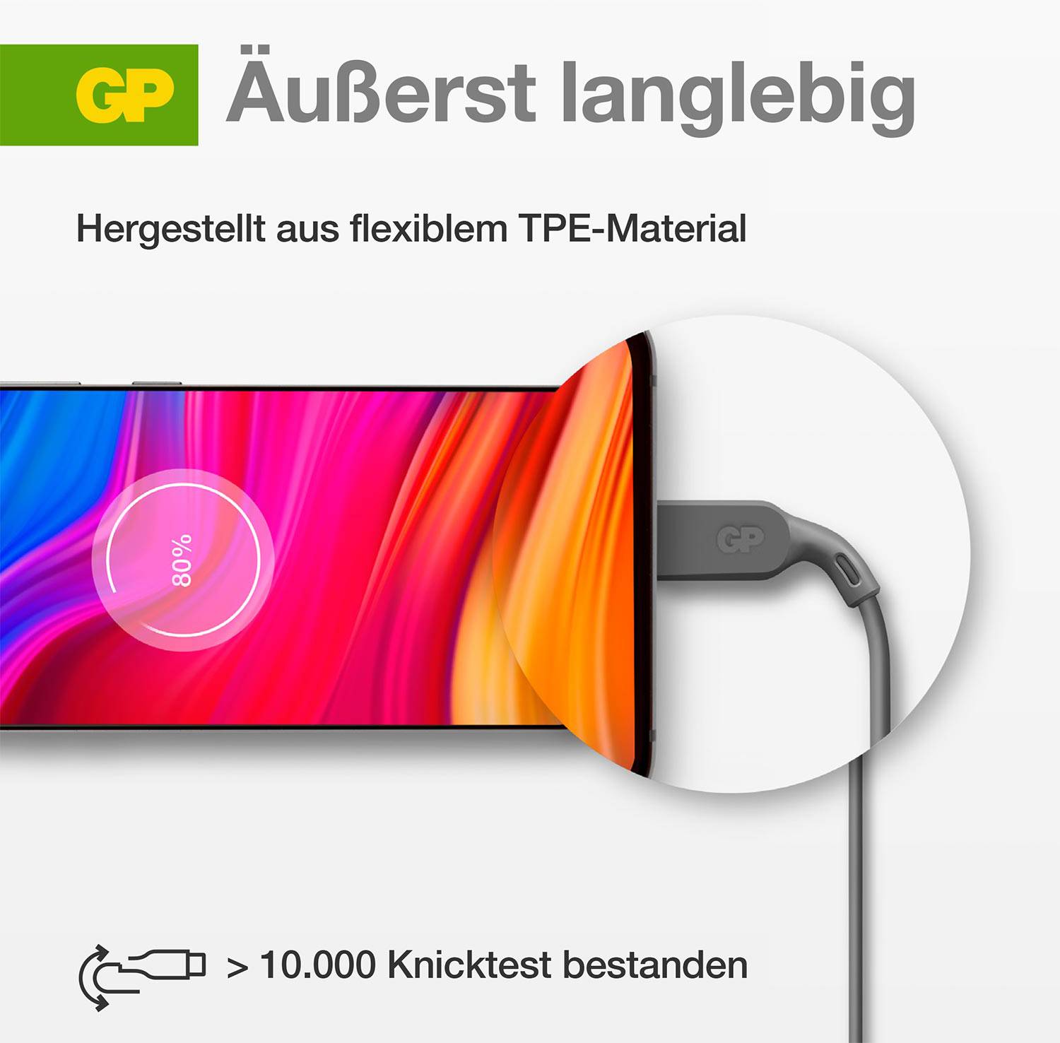 GP Nabíjecí kabel USB USB 2.0 USB-C ® zástrčka, USB-C ® zástrčka 1.00 m šedá GPCBCC1PGYUSB252-8