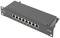 Síťový patch panel s 8 ethernetovými porty, číslovanými od 1 do 8, vhodný pro kabeláž CAT.6A.