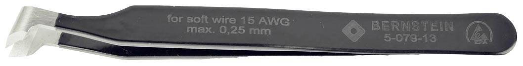 Černé boční štípací kleště s nápisem "pro měkké dráty max. 15 AWG 0,25 mm", vhodné pro jemné práce s měkkými dráty.
