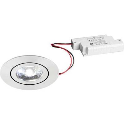 Kulaté LED vestavné stropní svítidlo s kabely připojenými k obdélníkovému transformátoru.