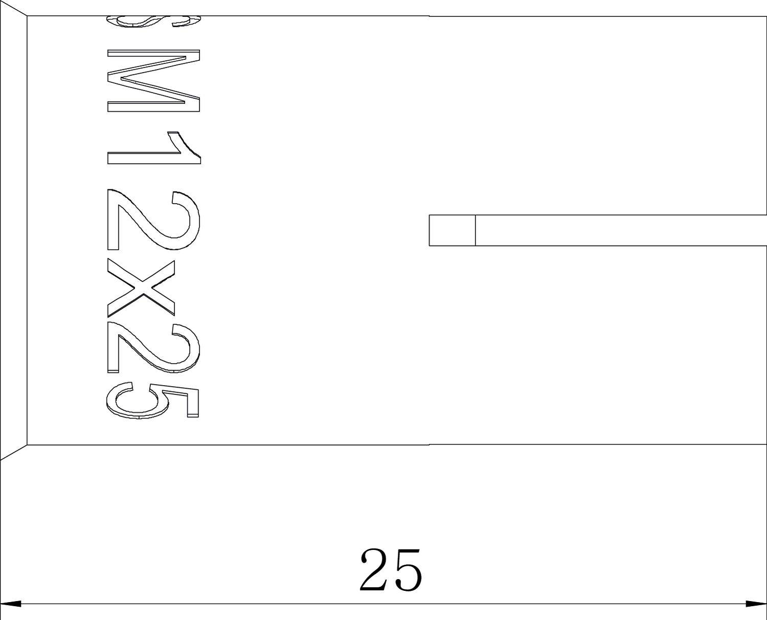 'SM123X25' Text na bílém pozadí, pod ním číslo '25' ve větší velikosti písma, pravděpodobně součást technického výkresu nebo produktu.