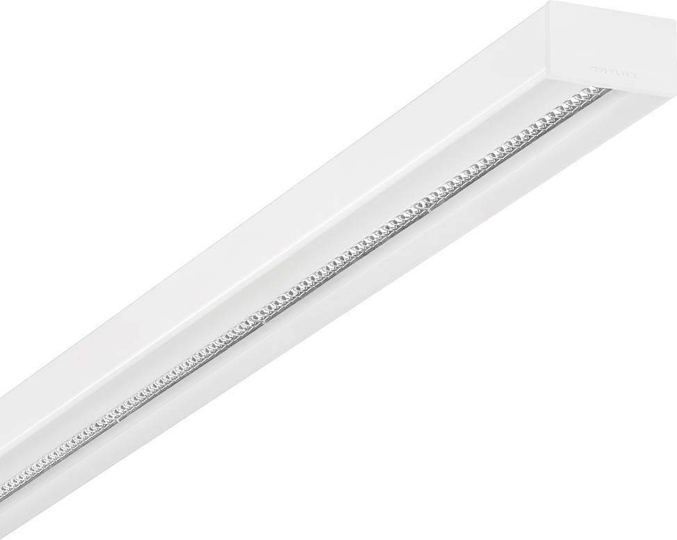 Bílé LED svítidlo obdélníkového tvaru s úzkým, protáhlým designem, vhodné pro montáž na strop. Ideální pro moderní osvětlovací řešení.