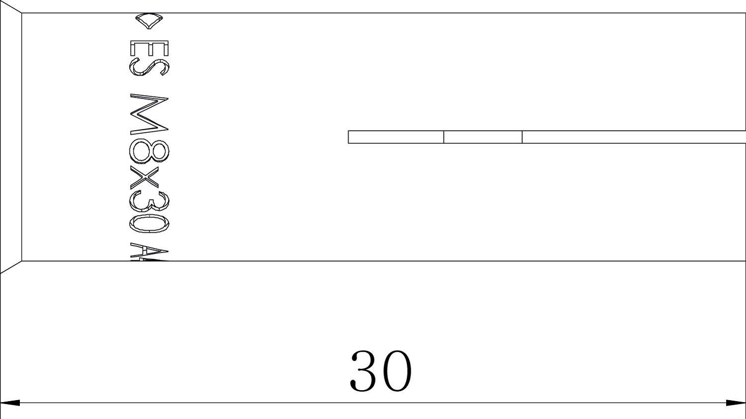 Technický výkres šroubu M8x30 mm s vyražením 'ES M8x30 A4'. Výkres znázorňuje délku 30 mm.