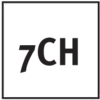 Černý čtverec s bílým okrajem a bílým nápisem '7CH' uprostřed.