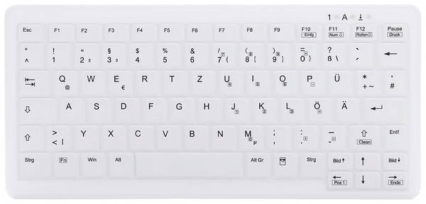 Contour Active Key AK-C4110F-FU1-W/GE bezdrátový, bezdrátový hygienická klávesnice německá, QWERTZ bílá vhodné pro dezinfekci otíráním podle DGHM/VAH