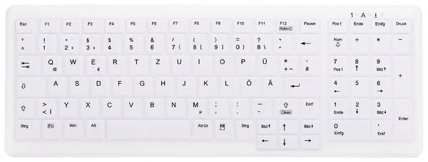 Contour Active Key AK-C7000F-UVS-W/GE kabelový hygienická klávesnice německá, QWERTZ bílá s podsvícením