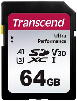 Transcend TS64GSDC340S paměťová karta SDXC  64 GB A1 Application Performance Class, v30 Video Speed Class, UHS-Class 3 nárazuvzdorné, vodotěsné