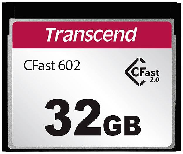 Paměťová karta Transcend CFast 602 s kapacitou 32 GB a technologií CFast 2.0.