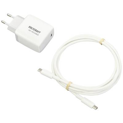 Nabíječka Voltcraft UC-K4003 s USB-C kabelem, zobrazená na bílém pozadí.