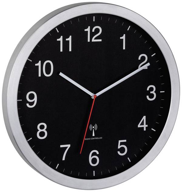 TFA Dostmann 60.3545.01 DCF nástěnné hodiny 40 cm x 5 cm x 40 cm , stříbrná, velký displej