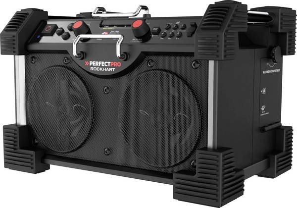 PerfectPro RockHart PE-RH4 odolné rádio, DAB+, FM, AUX, Bluetooth, NFC, USB, voděodolné, prachotěsné, nárazuvzdorné, s USB nabíječkou, černá